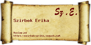 Szirbek Erika névjegykártya